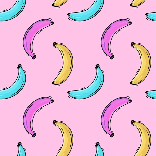 Kusursuz muz deseni. Parlak yaz süsleri. Pembe arka plan. Vektör tasarımı.