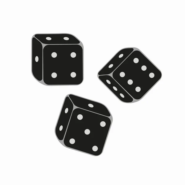 Schwarze Würfel Für Casino Glücksspiele Und Andere Unterhaltungsspiele Vektordesign — Stockvektor