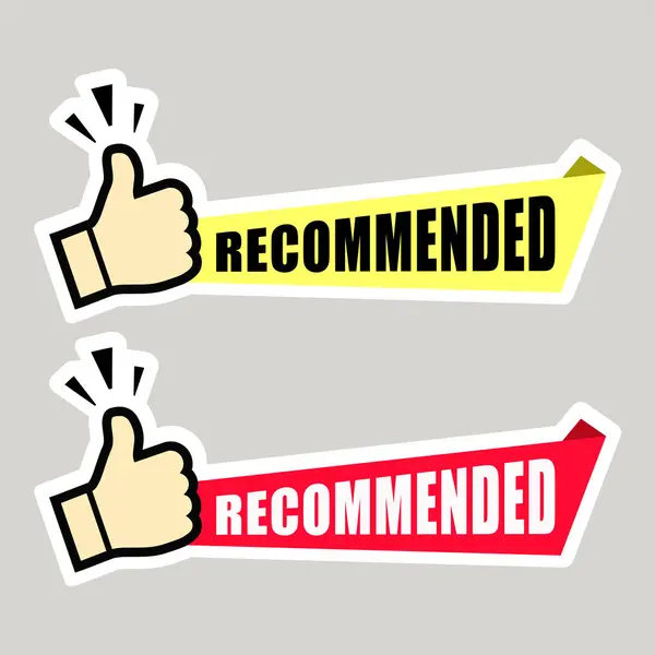 Önerilen işaret. Sarı ve kırmızı etiketler. Vektör tasarımı.