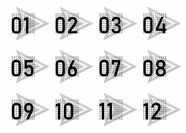 Flechas Viñetas Blancas Negras Números Del Infografías Diseño Vectorial — Vector de stock