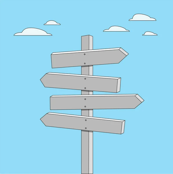 Mavi arka planda bulutlu yön tabelası. Vektör tasarımı.