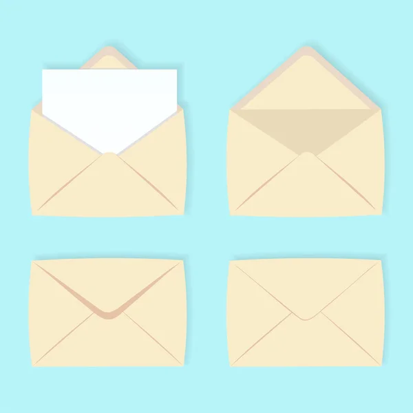 Paper Envelope Set Folded Unfolded Envelopes Vector Design — Stock Vector