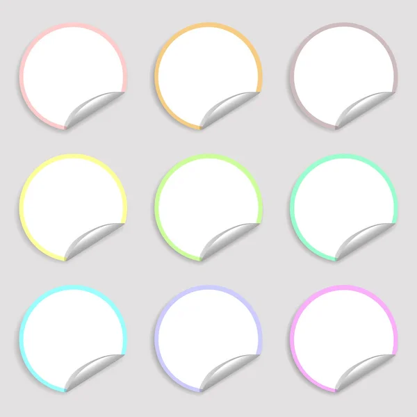 Witte Cirkel Papier Sticker Notitie Set Met Druppel Schaduwen Grafisch — Stockvector