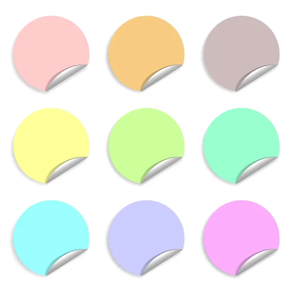 Cirkel Kleurrijke Papieren Sticker Notitieset Met Slagschaduwen Grafisch Ontwerp — Stockvector