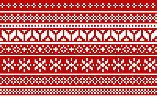 Noel süveteri desensiz. Kırmızı arka planda beyaz süs. Vektör tasarımı.