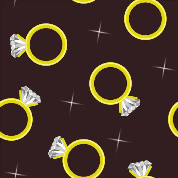 Nişan yüzüğü kusursuz desen. Elmaslı altın yüzükler. Karanlık arka plan. Vektör tasarımı.