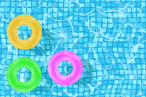 Su havuzu ve şişme halkalar. Üst Manzara. Vektör tasarımı.