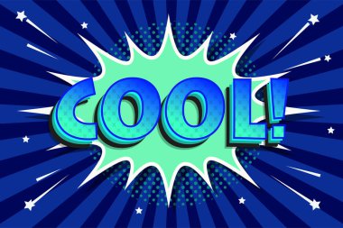 Havalı çizgi roman renkli sayfa şablonu mavi tonlarda. Pop-art tarzı. Vektör tasarımı.