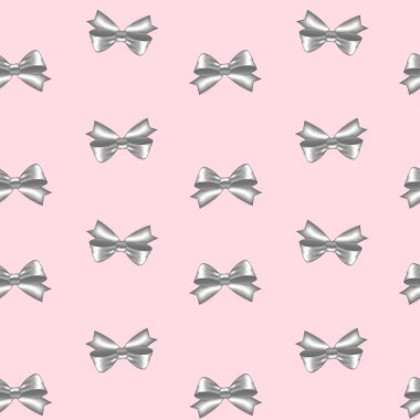 Pembe arka planda gümüş yay deseni var. Vektör tasarımı.