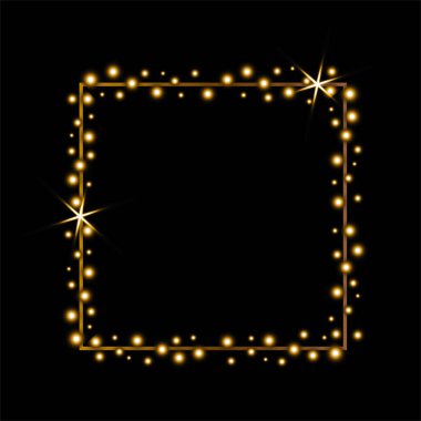 Işıklı kare çerçeve. Noel süsü. Vektör tasarımı.