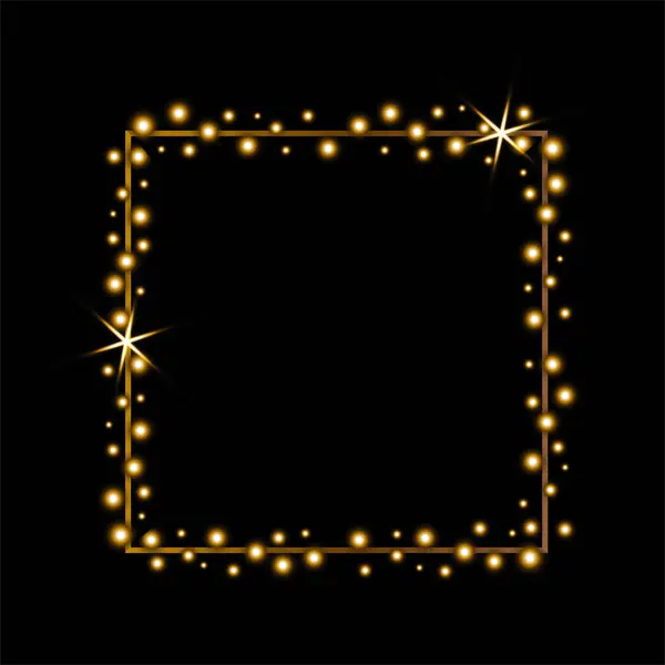 Işıklı kare çerçeve. Noel süsü. Vektör tasarımı.