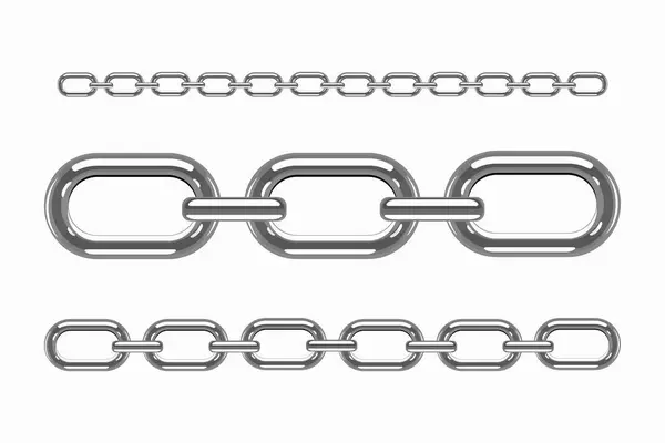 Farklı kalınlıkta metalik zincirler. Vektör tasarımı.