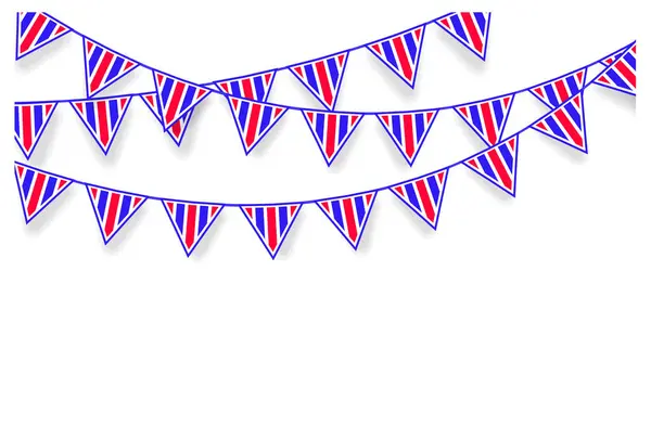 Beyaz arka planda üçgen renkli çelenk süslemesi. Vektör tasarımı.