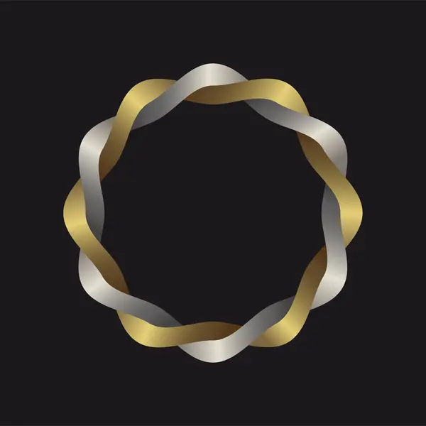 Çarpık çifte altın ve gümüş yüzük. Vektör tasarımı.
