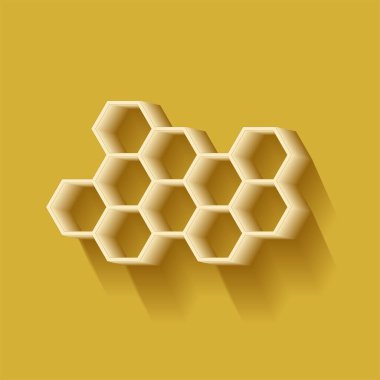 Düşen gölgeli bal peteği simgesi. Vektör tasarımı.