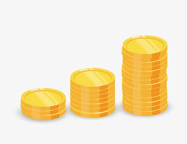 Altın para diyagramı. Sermaye büyümesi kavramı. Vektör tasarımı. 