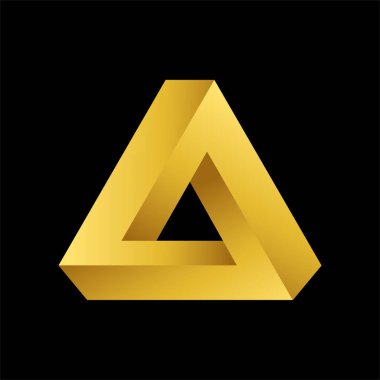 Üçgen 3D altın logo, marka kimliği, iş amblemi. Vektör tasarımı. 