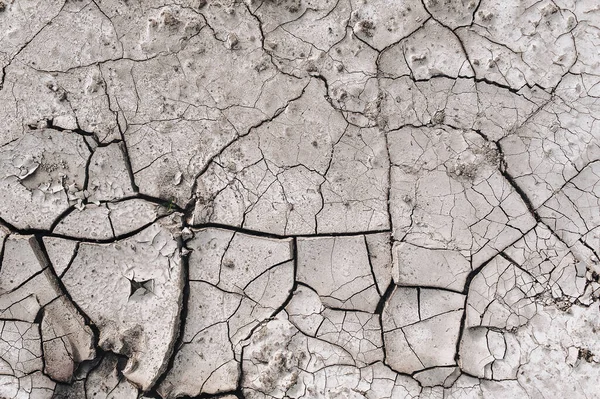 干裂的泥土旱季期间的土壤 背景接近 沙漠的质感顶部视图 — 图库照片