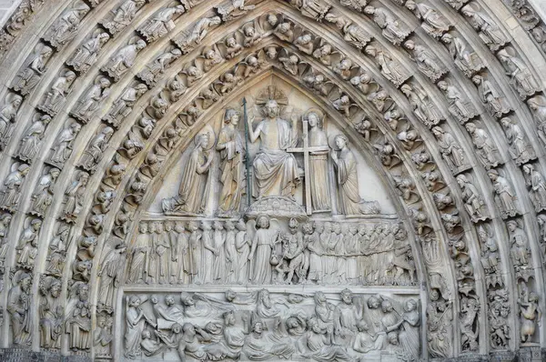 Detalle Fachada Catedral Notre Dame Francia París Arquitectura Francia — Foto de Stock