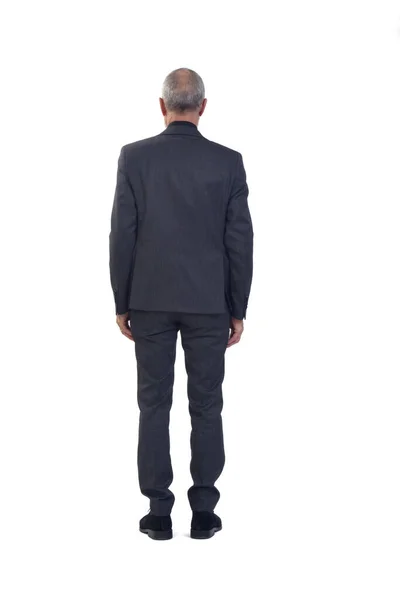 Back View Man Standing Suit White Background — Stock Photo, Image