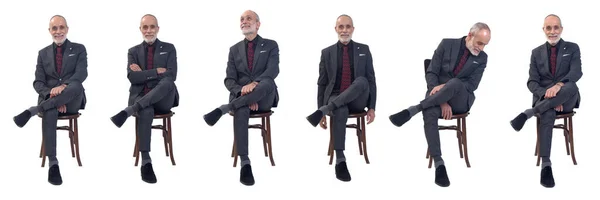 Различные Позы Группы Одного Человека Скрещенными Ногами Белом Фоне — стоковое фото