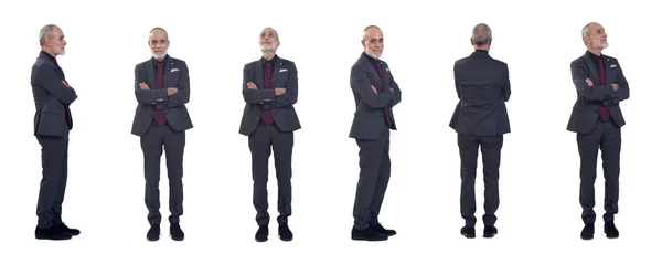 Various Poses Large Group Same Man Standing Arms Crossed White — Stock Photo, Image