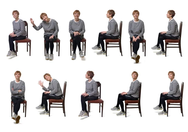 Yazılı Arka Planda Sandalyede Oturan Bir Grup Kadının Yan Görüntüsü — Stok fotoğraf