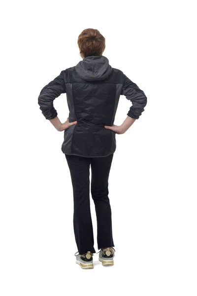 Vista Posteriore Una Donna Con Abbigliamento Sportivo Con Due Braccia — Foto Stock