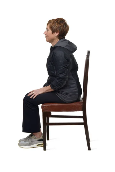 배경에 스포츠 의자에 여성의 — 스톡 사진