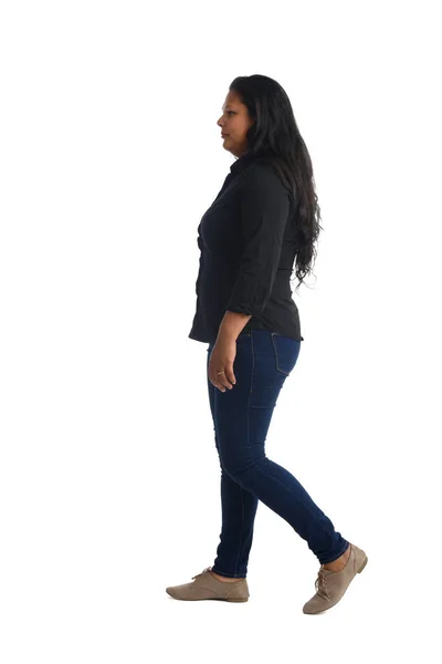 Seitenansicht Einer Brünetten Frau Fuß Auf Weißem Hintergrund — Stockfoto