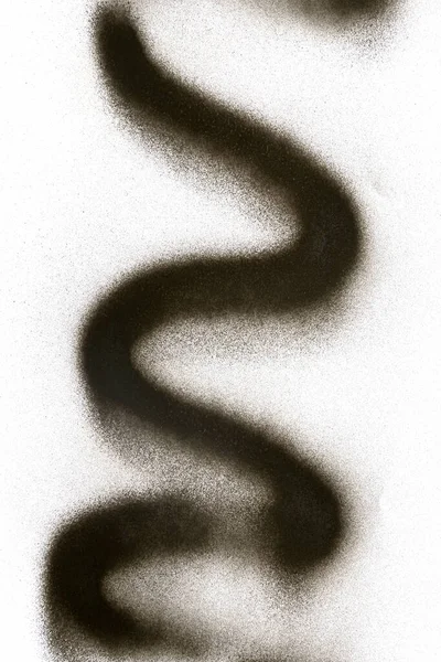 Wellenförmige Linie Schwarzer Sprühfarbe Auf Weißem Papierhintergrund — Stockfoto