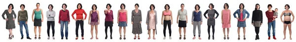 Лінія Переднього Виду Тієї Жінки Різних Вбраннях Різний Час Своєму — стокове фото