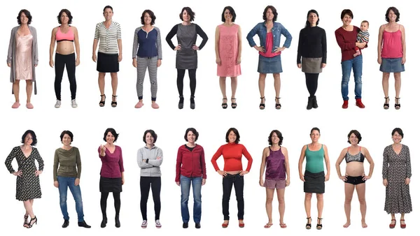 Berdiri Depan Pandangan Wanita Yang Sama Dengan Pakaian Yang Berbeda — Stok Foto