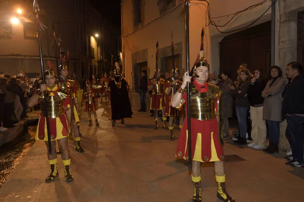Manaies Paasoptocht Banyoles Processie Dels Dolors Banyoles Provincie Girona Catalonië — Stockfoto