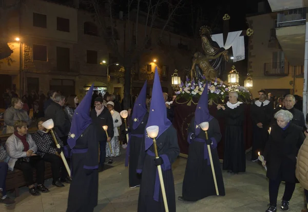 Paasoptocht Banyoles Processie Dels Dolors Banyoles Provincie Girona Catalonië Spanje — Stockfoto