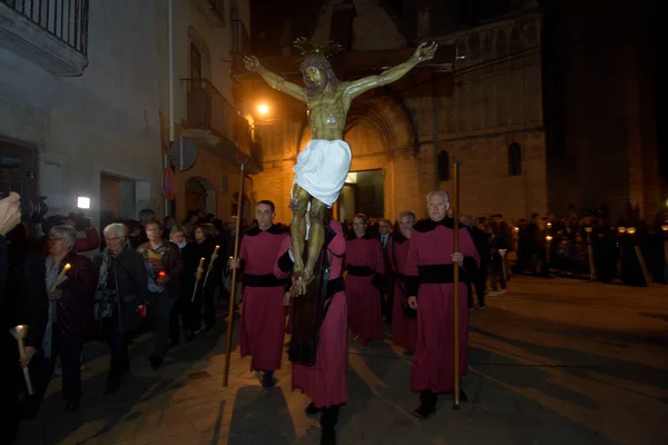 Velikonoční Procesí Banyolech Průvod Dolors Banyoles Provincie Girona Katalánsko Španělsko — Stock fotografie