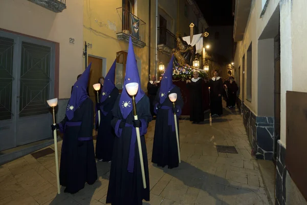 Påskprocession Banyoles Procession Dels Dolors Banyoles Gironaprovinsen Katalonien Spanien — Stockfoto