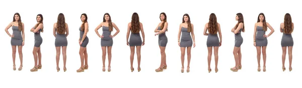 Reihe Großer Gruppe Dasselbe Junge Mädchen Stehend Und Verschiedene Posen — Stockfoto