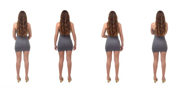 Verschiedene Posen Von Rückenansicht Einer Gruppe Von Gleichem Jungen Mädchen — Stockfoto
