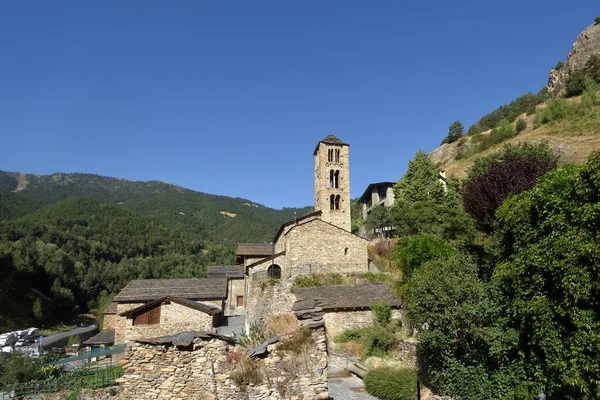 Román Stílusú Templom Sant Climent Pal Andorra Stock Kép