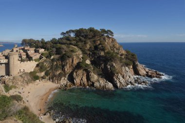 Tossa de Mar 'ın ortaçağ kasabası ve Girona ili, Katalonya, İspanya