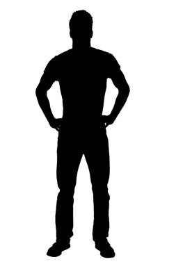 Önde duran bir adamın silueti.