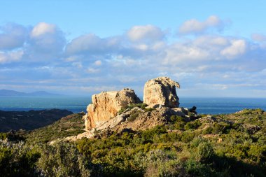 rock stone, Paratge de Tudela, Cap de Creus Natural Park, Alt Emporda, Costa Brava, Girona province, Catalonia, Spain. clipart