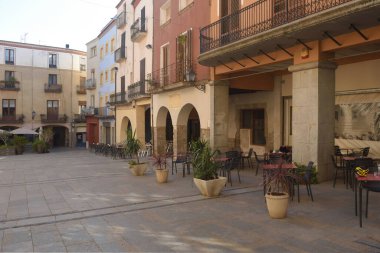 Els Evleri Meydanı, eski Castello kasabası Girona ili, Katalonya, İspanya