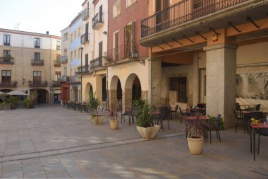 Els Homes square, old town of Castello dEmpuries Girona province Catalonia, Spain clipart