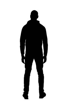 Beyaz arka planda duran bir adamın silüeti