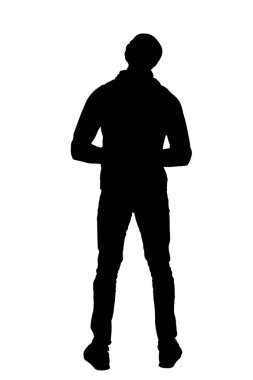 Bir adamın dikiz aynasının silüeti beyaz arkaplana bakar