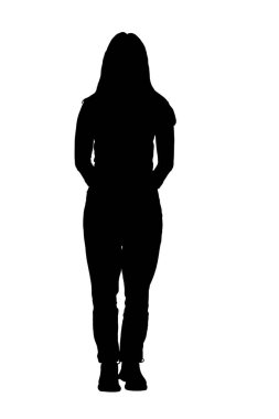 Beyaz arka planda kolları bağlı bir kadın silueti.