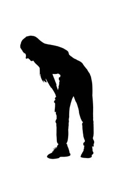 Beyaz arka plana bakan bir kadının yan görünüşü