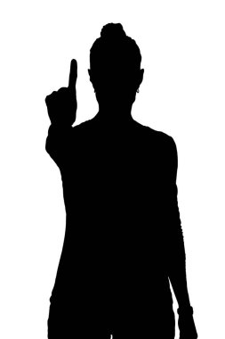 silhouette of a  woman with finger in the shape of number one